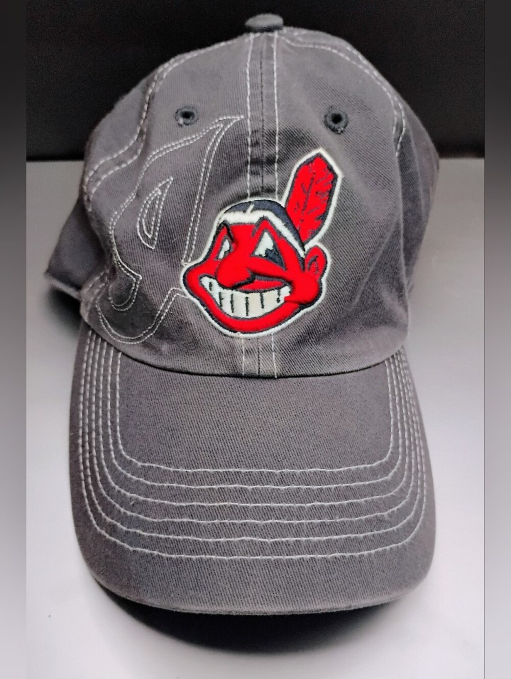 Vintage Twins Enterprise Cleveland Indians Chief Wahoo Cap Youth Gray Distressed